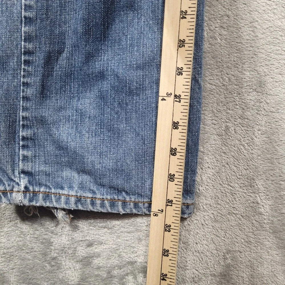 Levi's Jeans Mens 31x32 Blue 505 Straight Fit Distressed Frayed Denim Pants Y2K